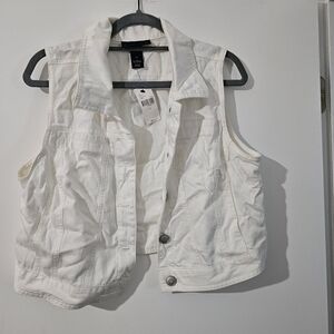 White Sleeveless Denim Vest